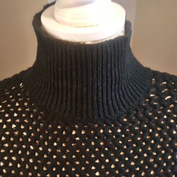 LOFT Open Knit Turtleneck Long Sleeve Poncho Sweater - Picture 2 of 8